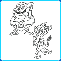 Ludwig and Wilhelm in "The Funny Ogres" Drawing Game